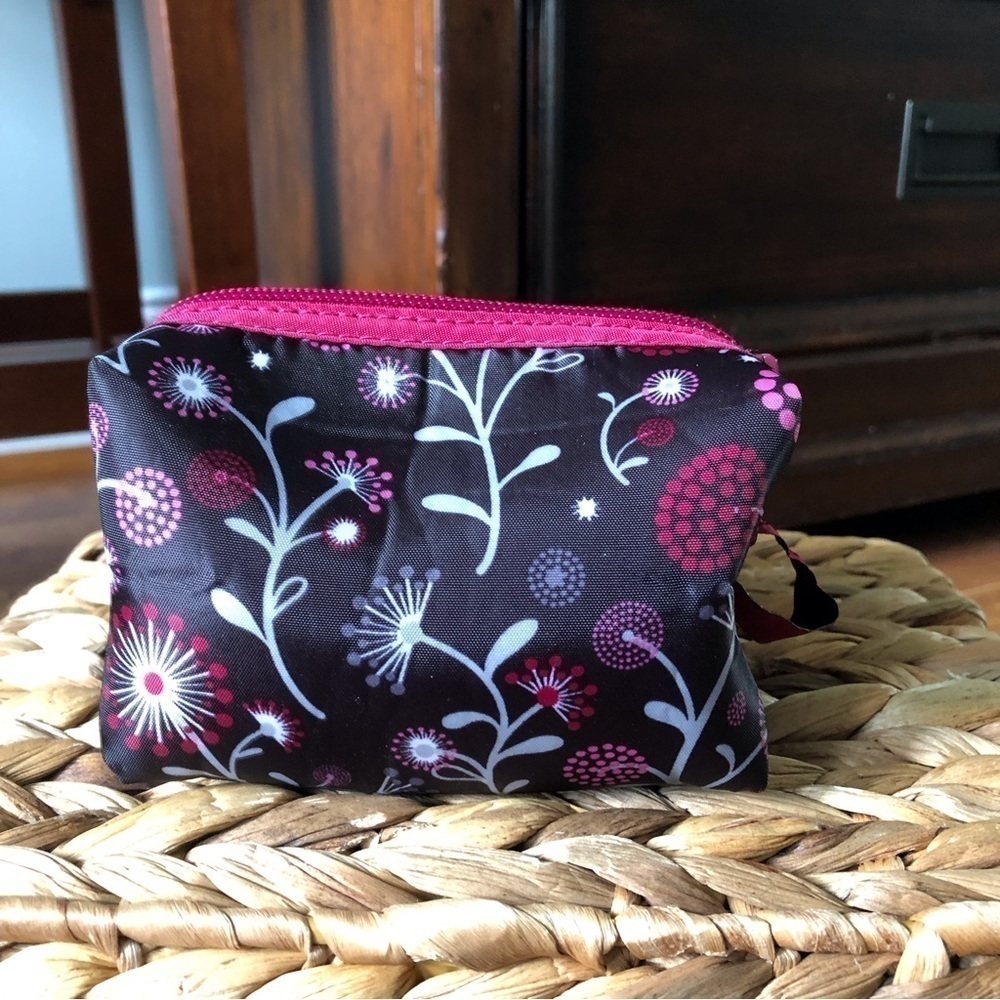 Mini square floral reversible cometic bag